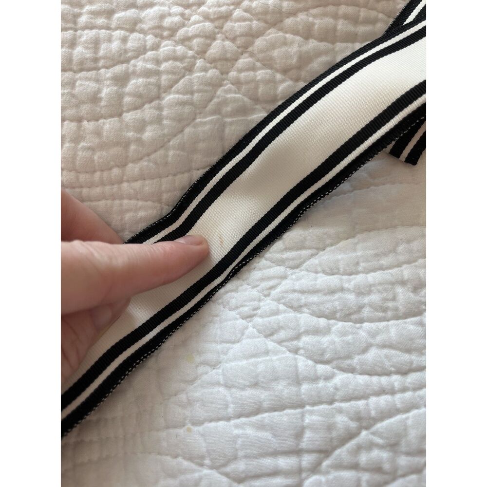 Polo Ralph Lauren Vintage Ribbon Belt Mens Black White Striped Double D-Ring XL - Picture 9 of 10